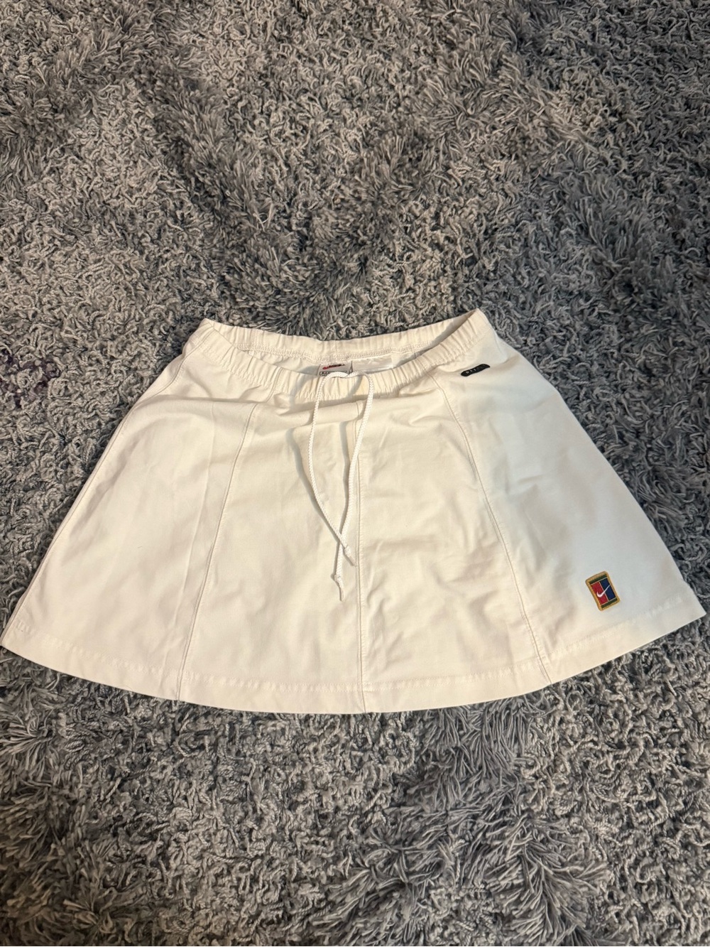 Nike White Women's Mini Tennis Skirt with Drawstring Waist
